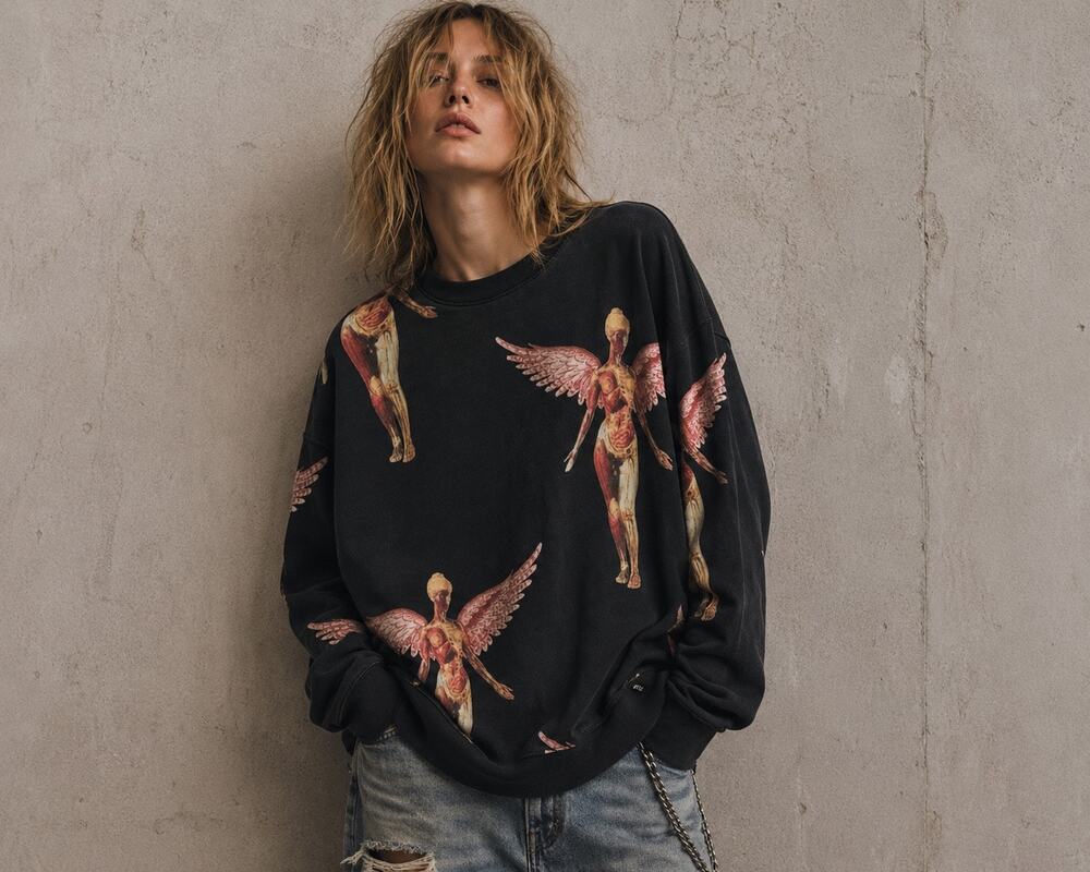 R13 Nirvana Printed Cotton Sweatshirt Unisex Size XS Oversized Angel Graphic NWT